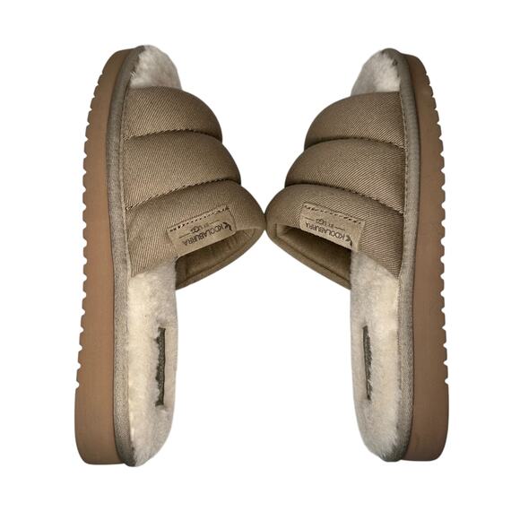 KOOLABURRA by UGG Rommie Mens Slippers Dune Size 9 Slides Fuzzy Comfy Shoes New - Picture 2 of 14